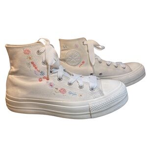 Converse Chuck Taylor All Star Lift Platform Embroidered Floral - Egret